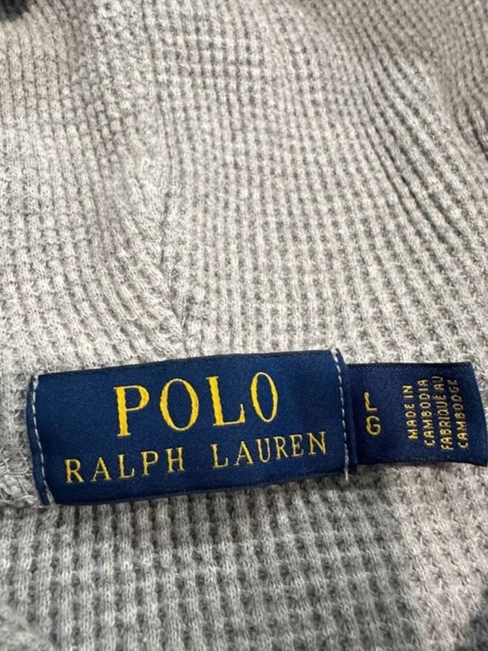 Polo Ralph Lauren Men's Gray Waffle Hoodie Lightweight Sweatshirt Size Large - Picture 3 of 7